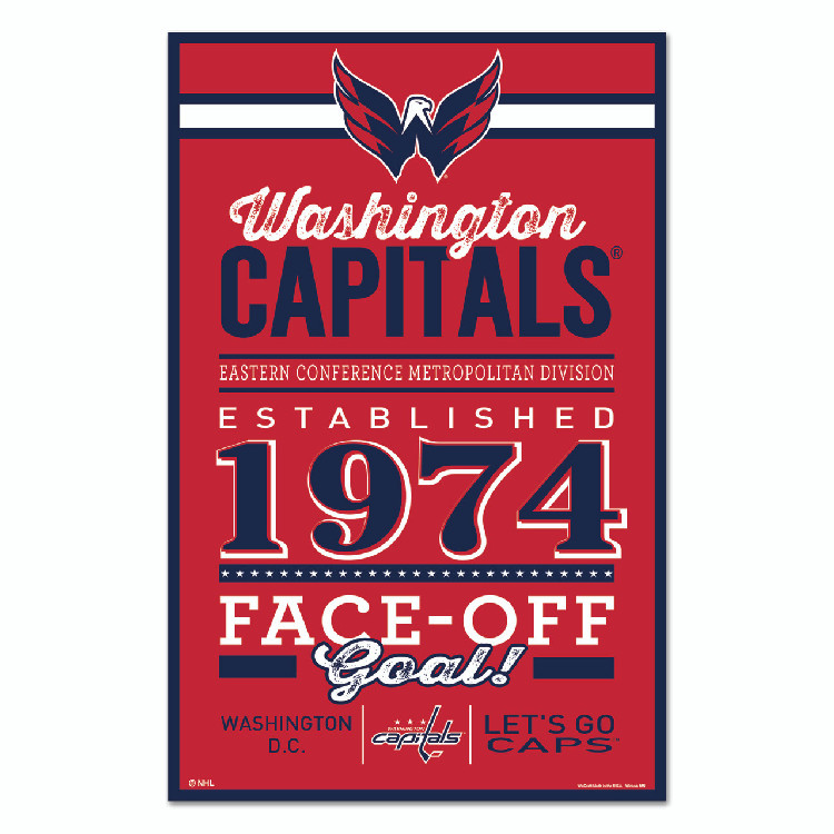 Washington Capitals Sign 11x17 Wood Established Design