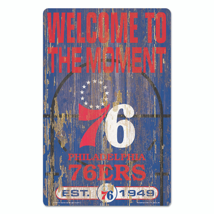 Philadelphia 76ers Sign 11x17 Wood Slogan Design