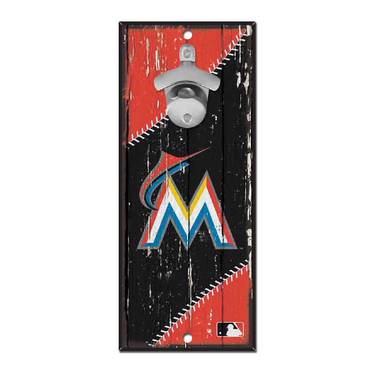 Miami Marlins Sign Wood 5x11 Bottle Opener