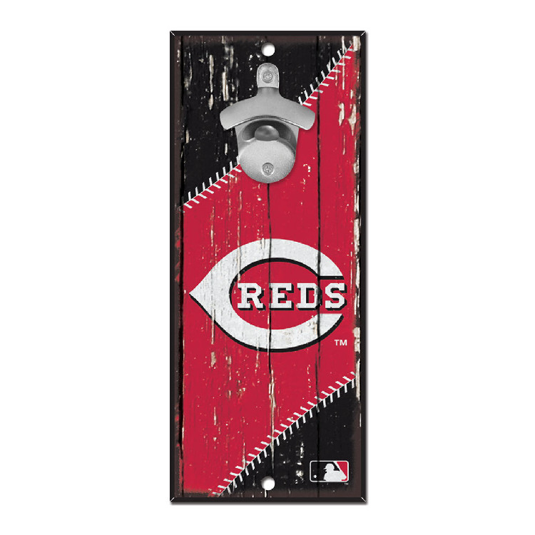 Cincinnati Reds Sign Wood 5x11 Bottle Opener