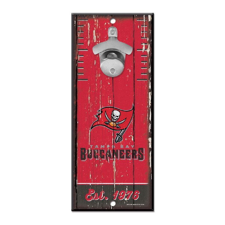 Tampa Bay Buccaneers Sign Wood 5x11 Bottle Opener