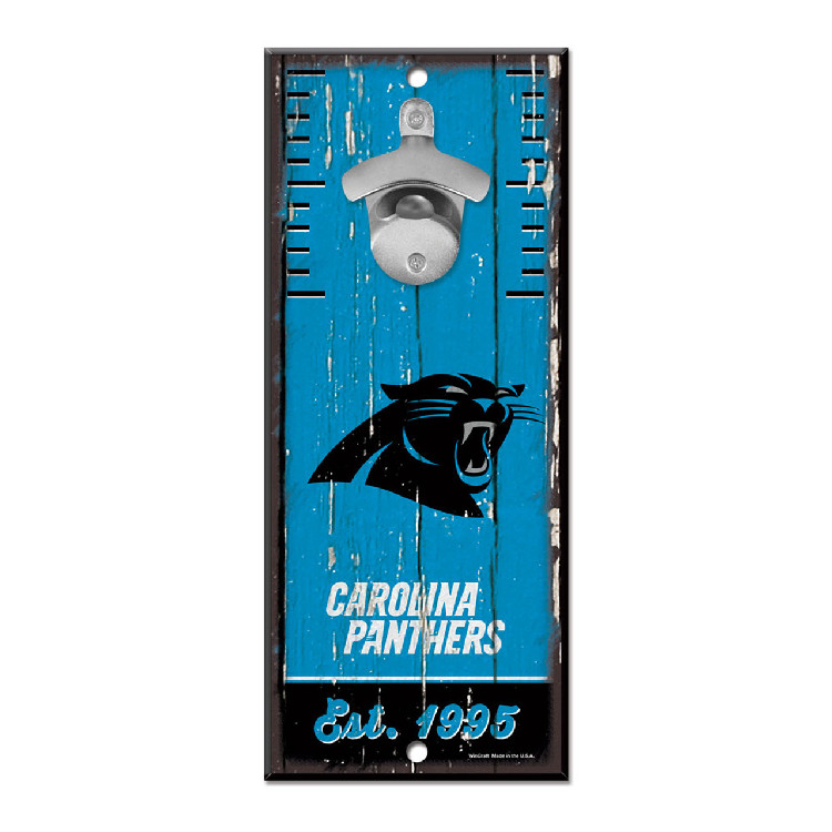 Carolina Panthers Sign Wood 5x11 Bottle Opener