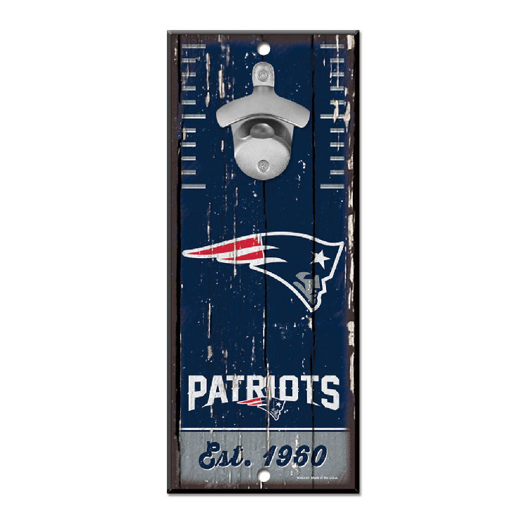 New England Patriots Sign Wood 5x11 Bottle Opener