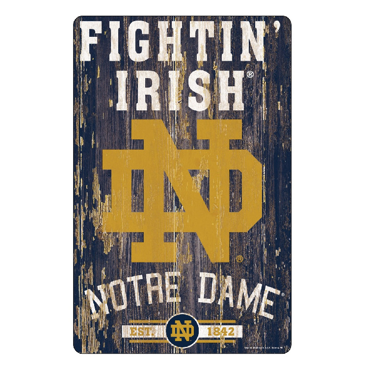 Notre Dame Fighting Irish Sign 11x17 Wood Slogan Design