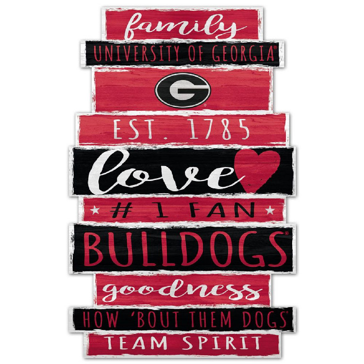 Georgia Bulldogs Sign 11x17 Wood Family Word Design