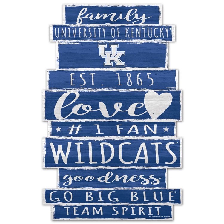 Kentucky Wildcats Sign 11x17 Wood Family Word Design