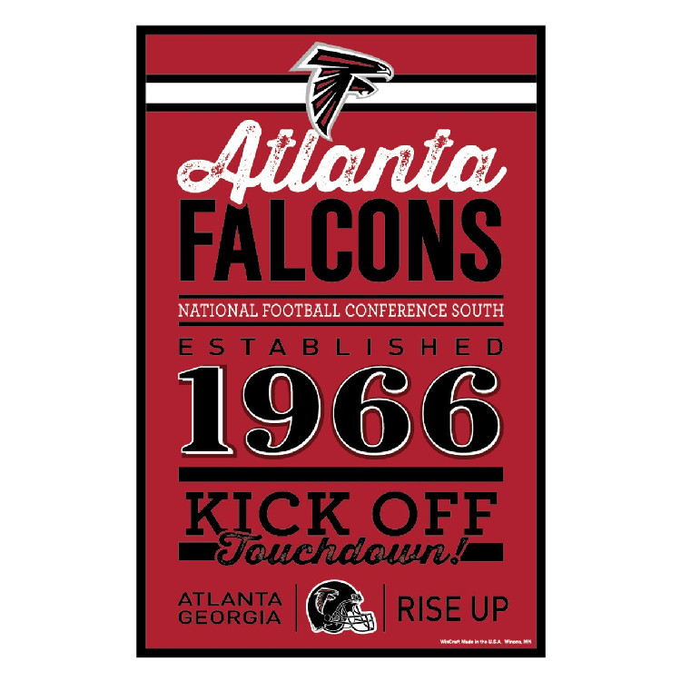 Atlanta Falcons Sign 11x17 Wood Established Design