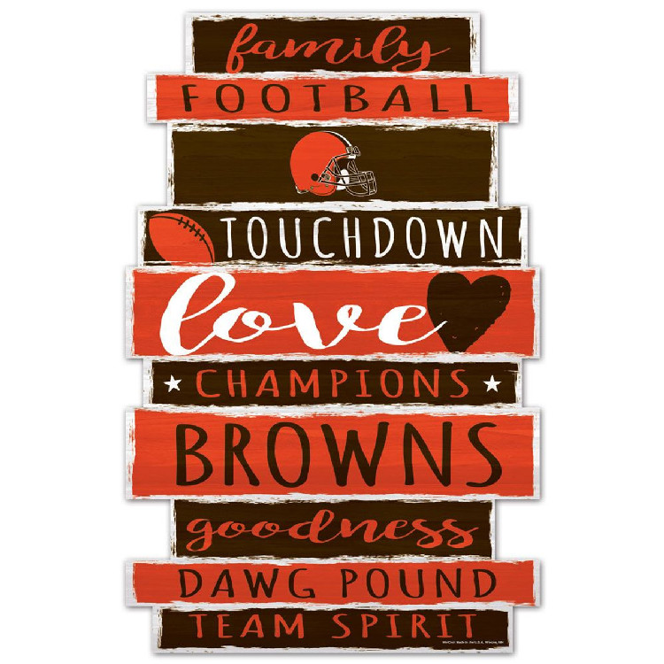 Cleveland Browns Sign 11x17 Wood Family Word Design