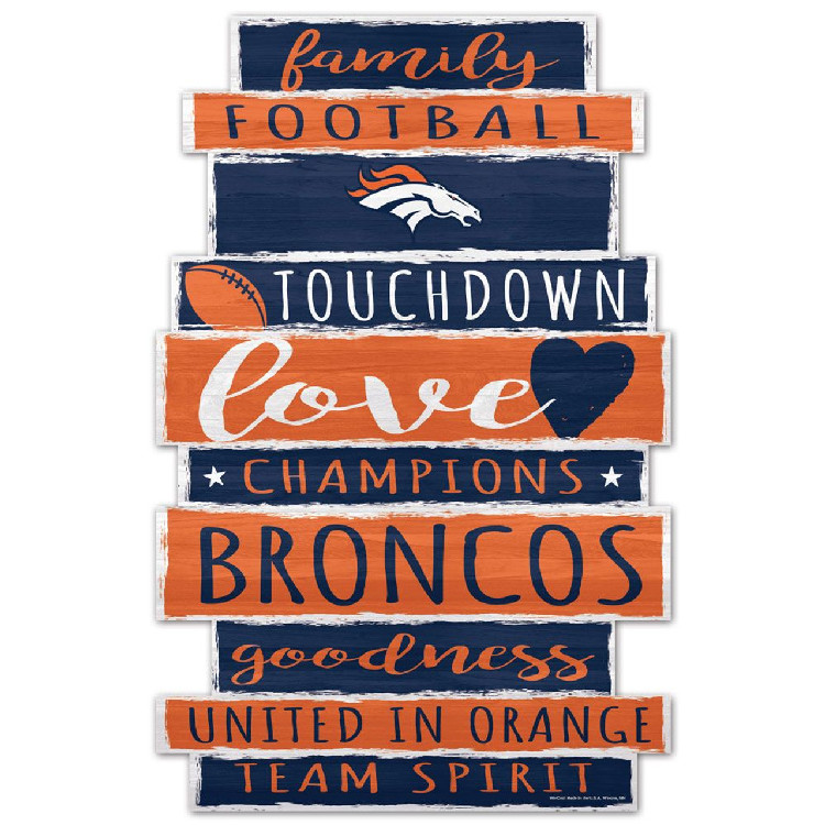 Denver Broncos Sign 11x17 Wood Family Word Design