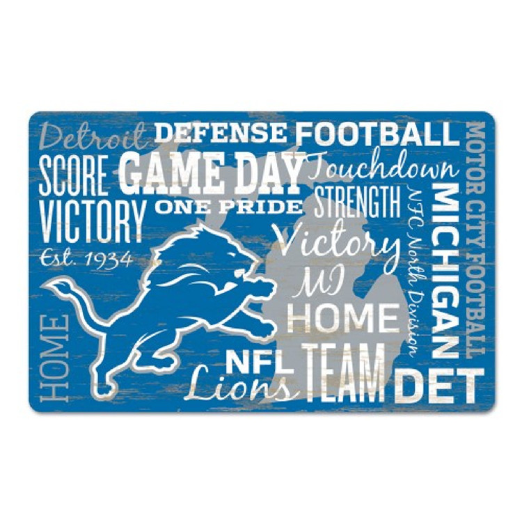 Detroit Lions Sign 11x17 Wood Wordage Design