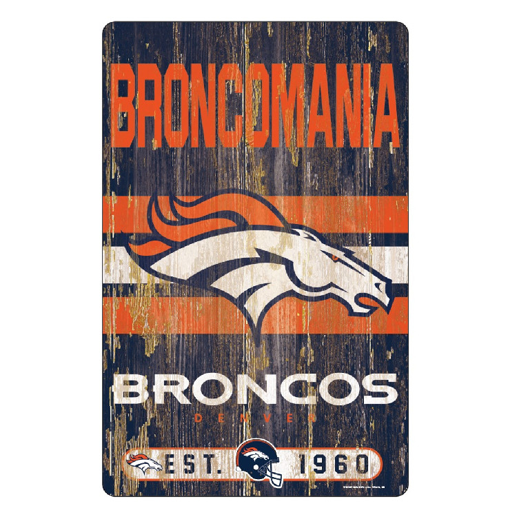 Denver Broncos Sign 11x17 Wood Slogan Design