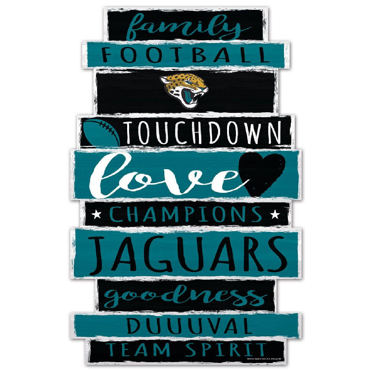 Jacksonville Jaguars Sign 11x17 Wood Family Word Design