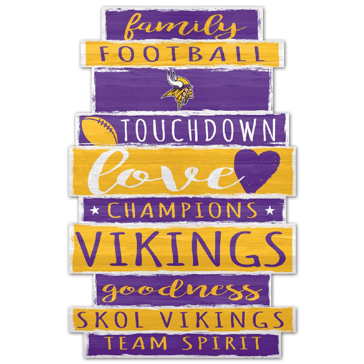 Minnesota Vikings Sign 11x17 Wood Family Word Design