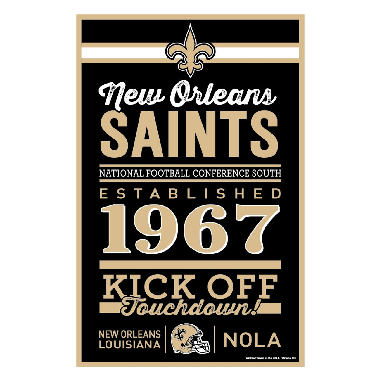 New Orleans Saints Sign 11x17 Wood Established Design