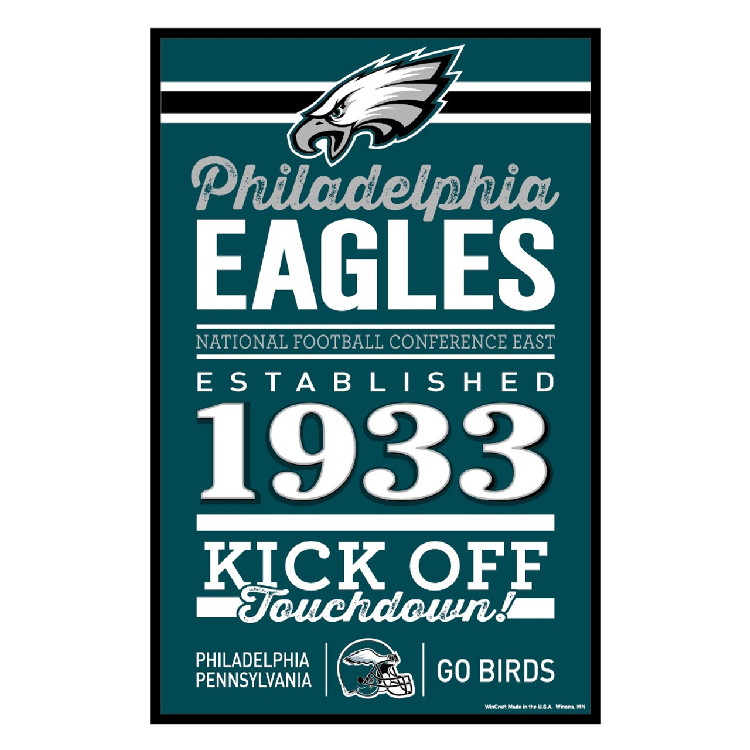 Philadelphia Eagles Sign 11x17 Wood Established Design