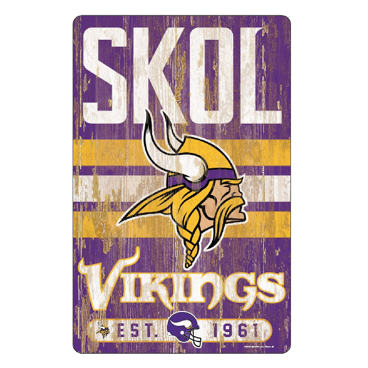 Minnesota Vikings Sign 11x17 Wood Slogan Design