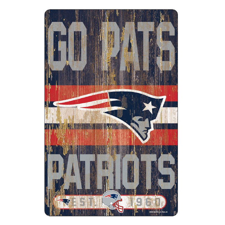 New England Patriots Sign 11x17 Wood Slogan Design