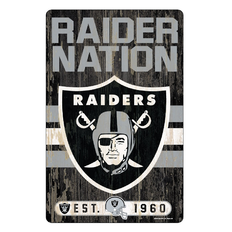 Las Vegas Raiders Sign 11x17 Wood Slogan Design