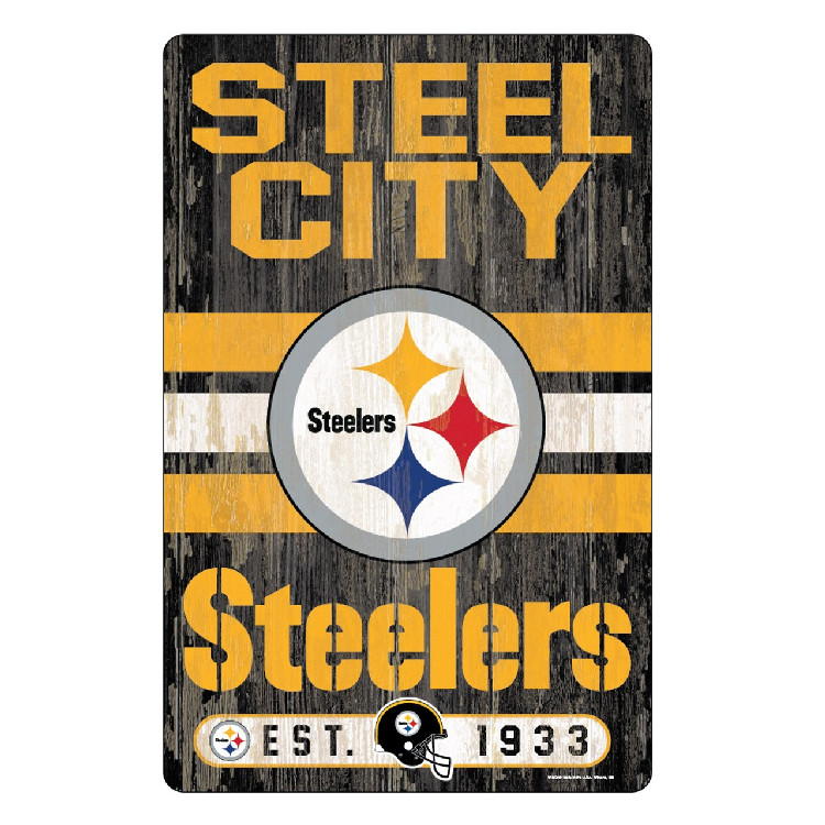 Pittsburgh Steelers Sign 11x17 Wood Slogan Design