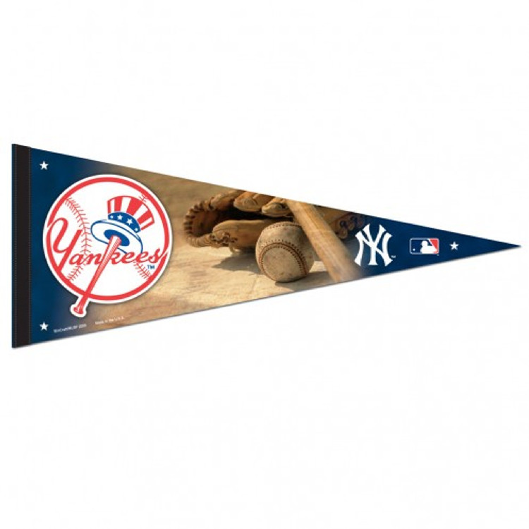 New York Yankees Pennant 12x30 Premium Style Ball and Glove Design