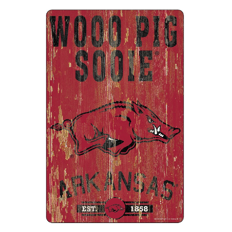 Arkansas Razorbacks Sign 11x17 Wood Slogan Design