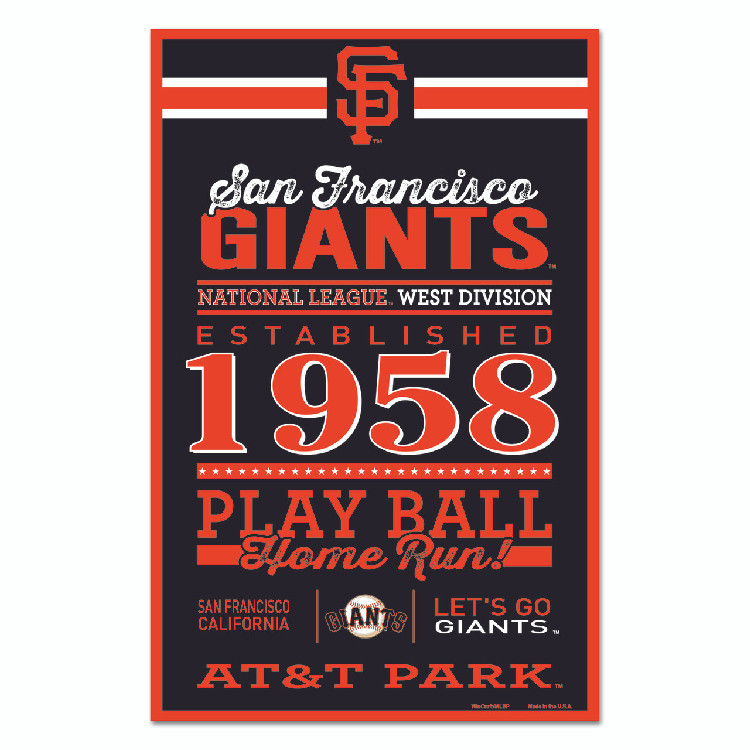 San Francisco Giants Sign 11x17 Wood Established Design