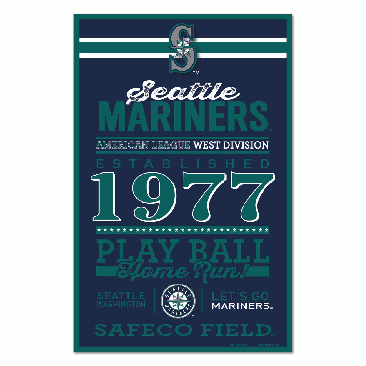 Seattle Mariners Sign 11x17 Wood Established Design