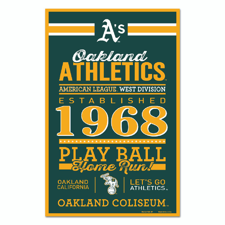 Oakland Athletics Sign 11x17 Wood Established Design