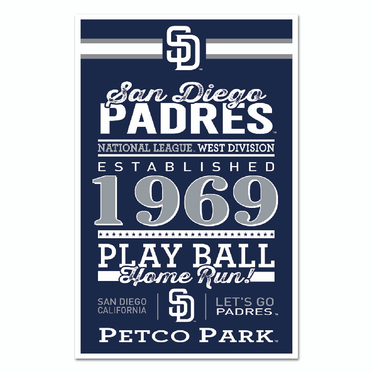 San Diego Padres Sign 11x17 Wood Established Design