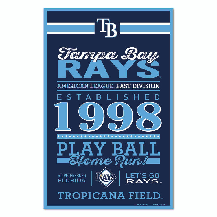 Tampa Bay Rays Sign 11x17 Wood Established Design