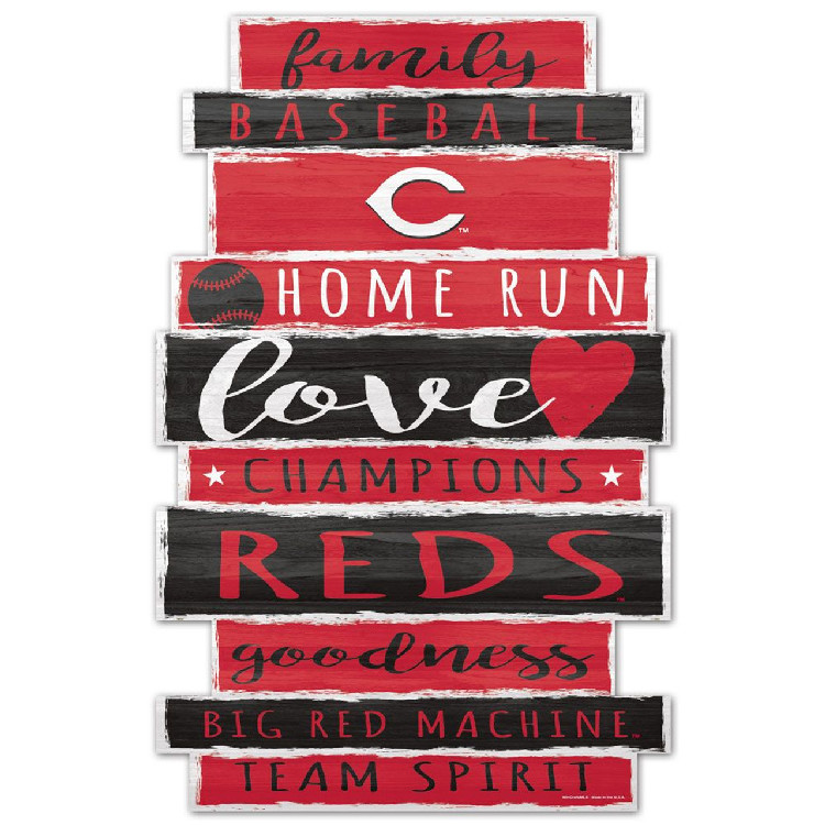 Cincinnati Reds Sign 11x17 Wood Family Word Design