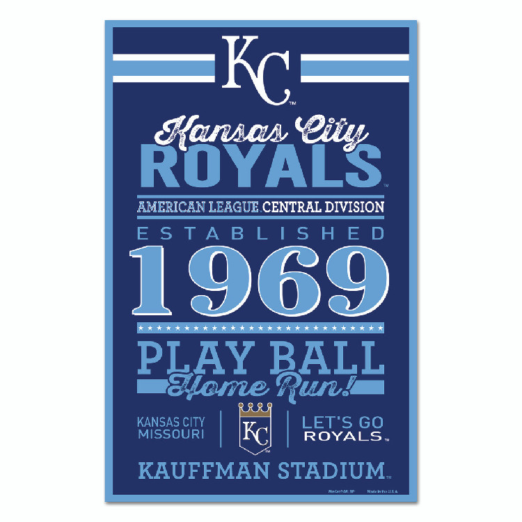 Kansas City Royals Sign 11x17 Wood Established Design