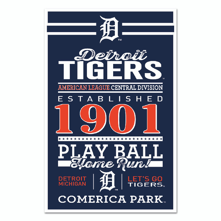 Detroit Tigers Sign 11x17 Wood Established Design