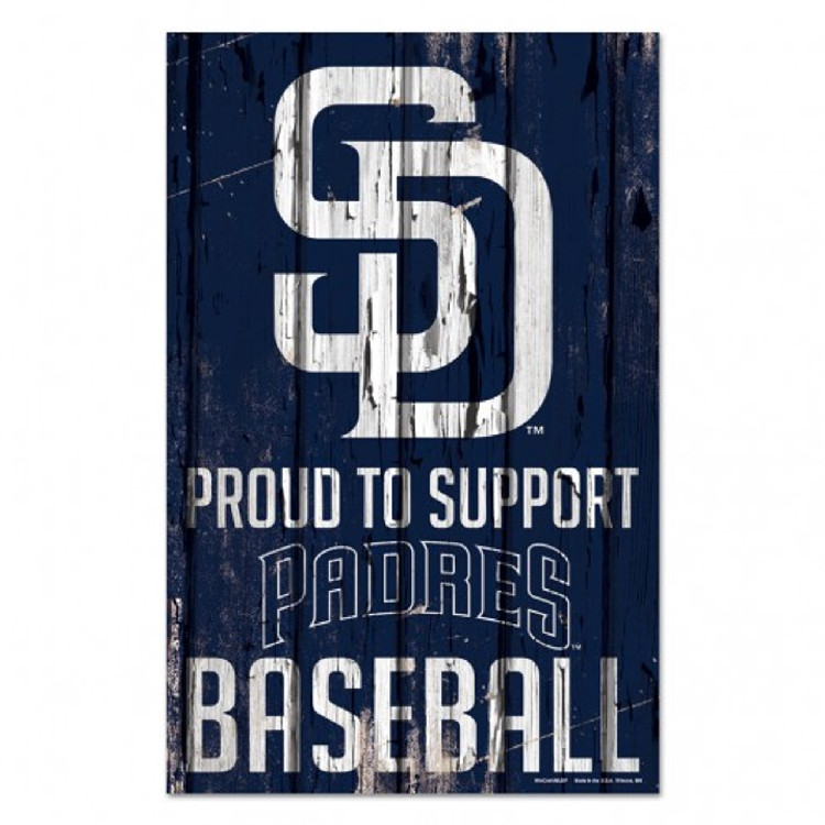 San Diego Padres Sign 11x17 Wood Proud to Support Design