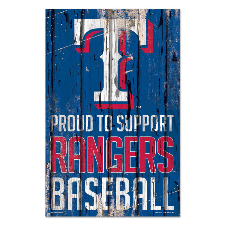 Texas Rangers Sign 11x17 Wood Proud to Support Design