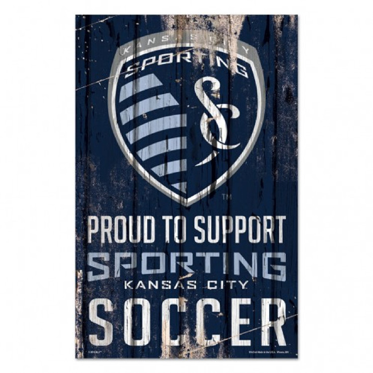 Sporting Kansas Sity Sign 11x17 Wood Proud to Support Design