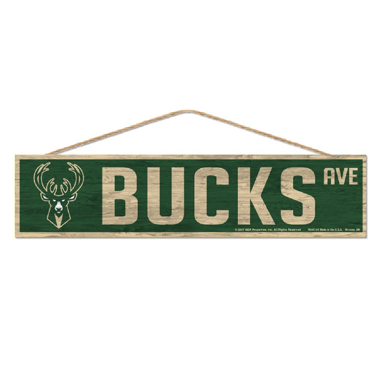 Milwaukee Bucks Sign 4x17 Wood Avenue Design