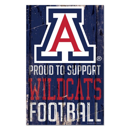 Wincraft Arizona Wildcats Sign 11x17 Wood Proud to Support Design -