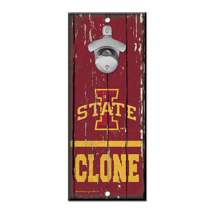 Iowa State Cyclones Sign Wood 5x11 Bottle Opener