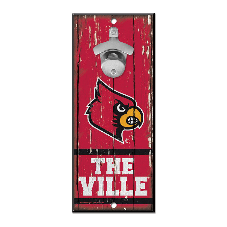 Louisville Cardinals Sign Wood 5x11 Bottle Opener