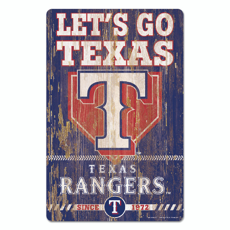 Texas Rangers Sign 11x17 Wood Slogan Design