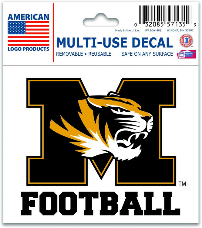 Missouri Tigers Decal 3x4 Multi Use Football