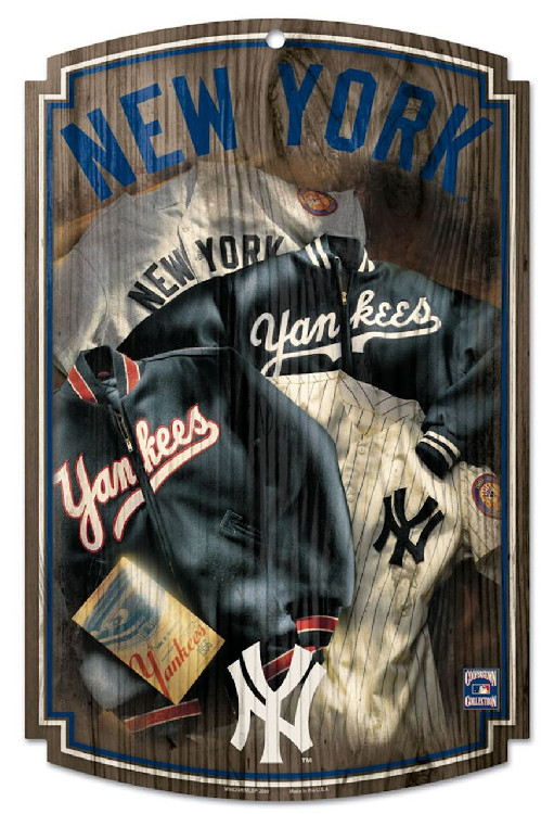 New York Yankees Sign 11x17 Wood Throwback 1952 Jersey Design