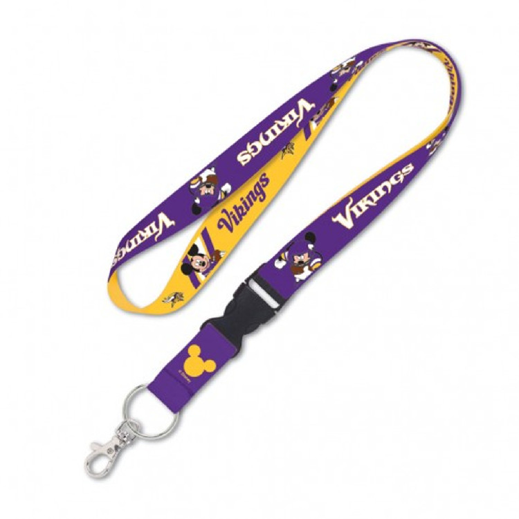 Minnesota Vikings Lanyard with Detachable Buckle Mickey Mouse Design