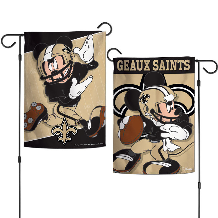 New Orleans Saints Flag 12x18 Garden Style 2 Sided Disney