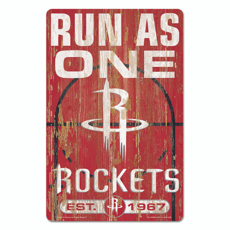 Houston Rockets Sign 11x17 Wood Slogan Design