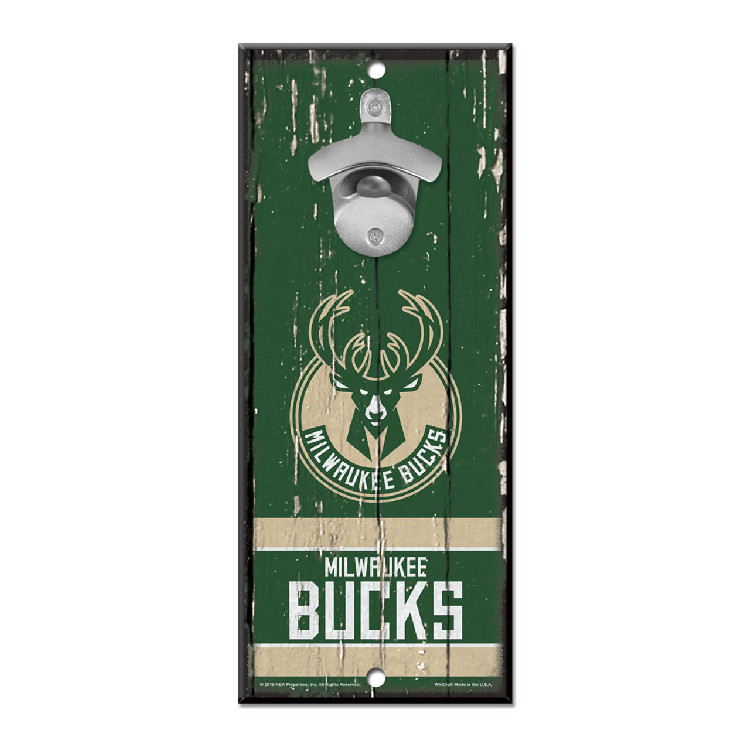 Milwaukee Bucks Sign Wood 5x11 Bottle Opener