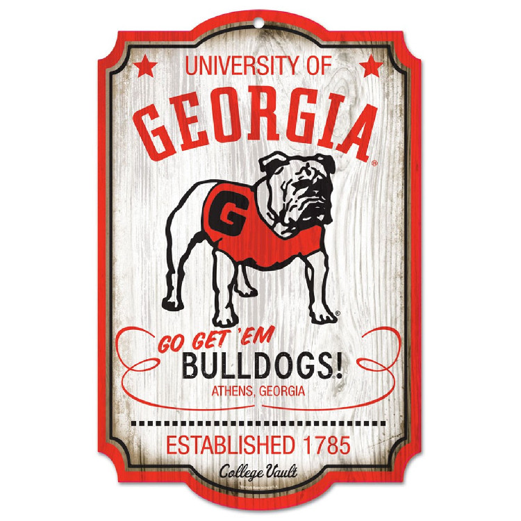 Georgia Bulldogs Sign 11x17 Wood College Vault Style