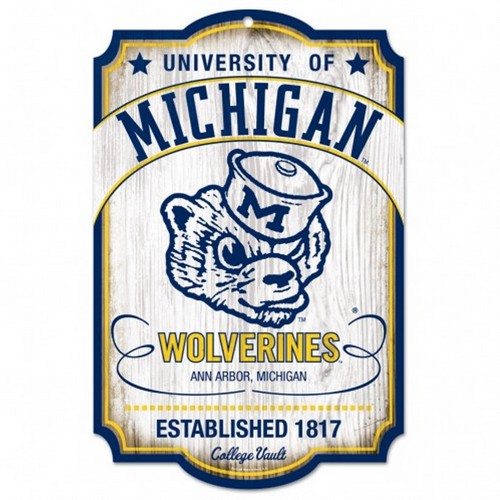 Wincraft Michigan Wolverines Wood Sign - 11"x17" College Vault -