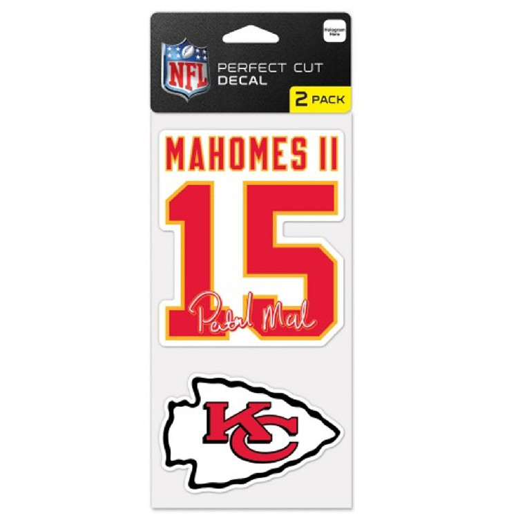 Kansas City Chiefs Decal 4x4 Perfect Cut Set of 2 Patrick Mahomes Design